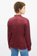 Gabriela Hearst Burgundy Silk Asymmetrical Top