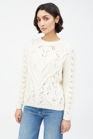 Gabriela Hearst Cream Cashmere Cable Knit Sweater