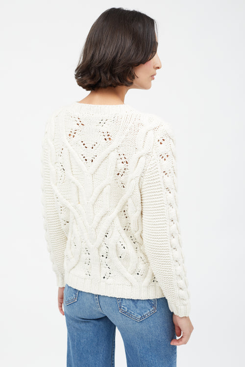 Gabriela Hearst Cream Cashmere Cable Knit Sweater