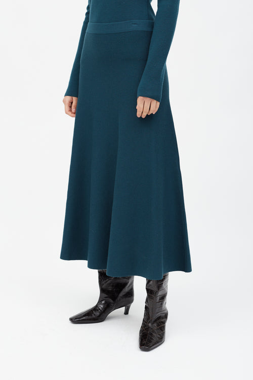 Gabriela Hearst Dark Green Cashmere Blend Skirt Set