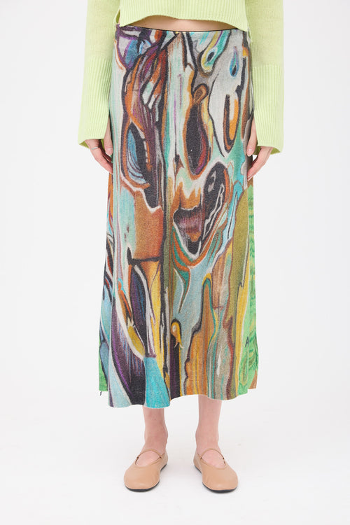 Gabriela Hearst FW 2022 Cashmere Abstract Print Skirt
