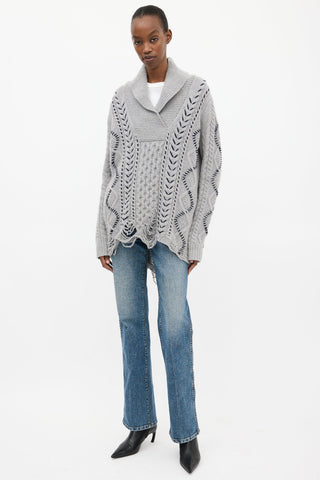 Gabriela Hearst Grey Wool Distressed Sweater