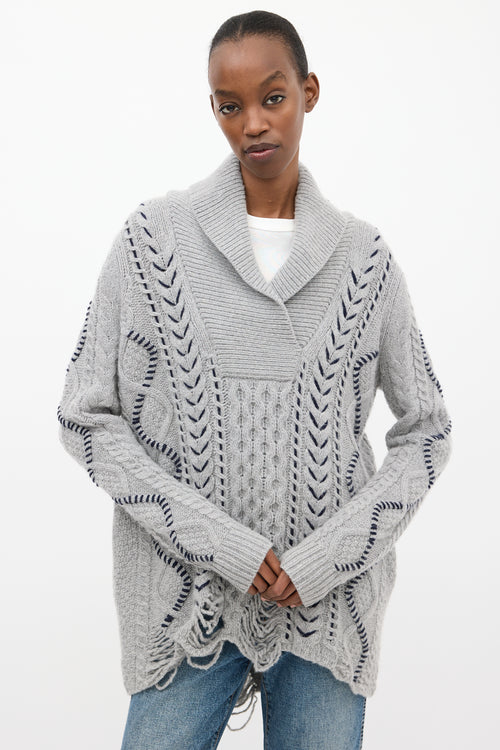 Gabriela Hearst Grey Wool Distressed Sweater