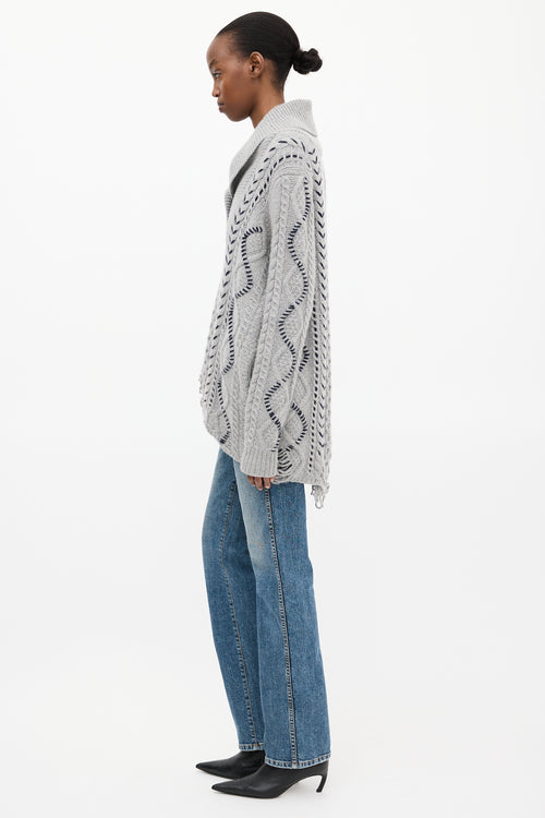 Gabriela Hearst Grey Wool Distressed Sweater