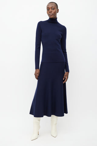 Gabriela Hearst Navy Wool Sweater & Skirt Set