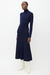 Gabriela Hearst Navy Wool Sweater & Skirt Set