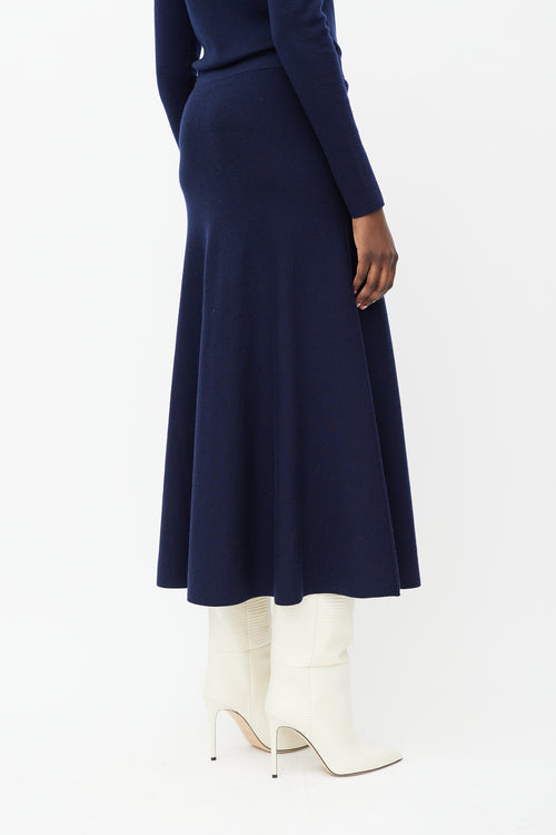 Gabriela Hearst Navy Wool Sweater & Skirt Set