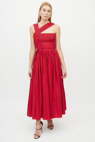 Gabriela Hearst Red Pleated Midi Dress