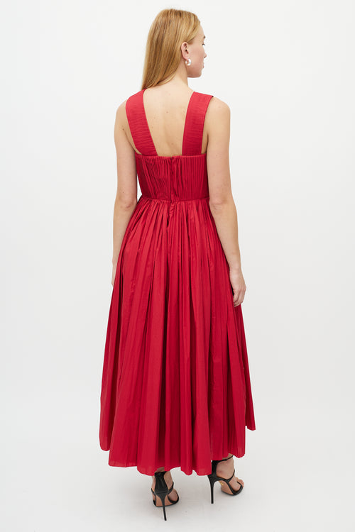 Gabriela Hearst Red Pleated Midi Dress
