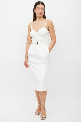 Gabriela Hearst White Pleated Ruffled Skirt