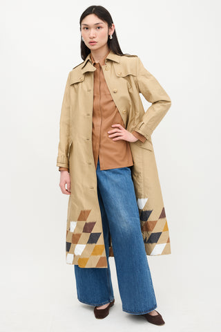 Gabriela Hearst Fall 2017 Patterned Hem Trench Coat