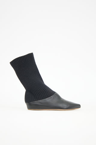 Gabriela Hearst Leather & Knit Sock Boot