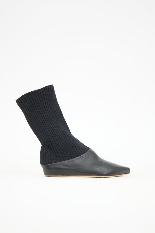 Gabriela Hearst Leather & Knit Sock Boot