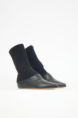 Gabriela Hearst Leather & Knit Sock Boot