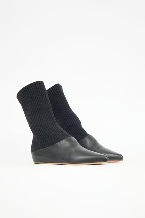 Gabriela Hearst Leather & Knit Sock Boot