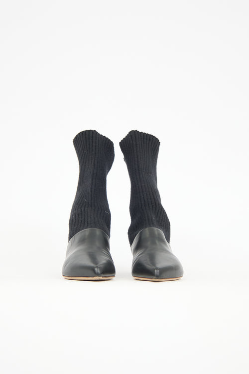 Gabriela Hearst Leather & Knit Sock Boot