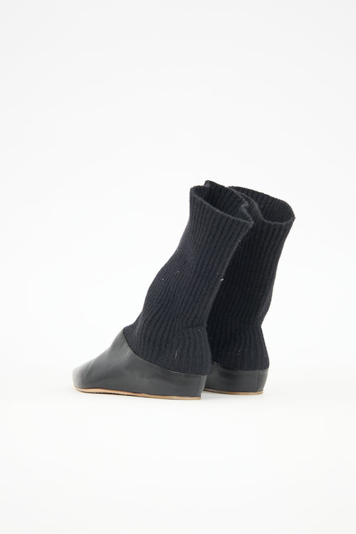 Gabriela Hearst Leather & Knit Sock Boot