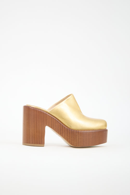 Gabriela Hearst Metallic Leather Platform Clog