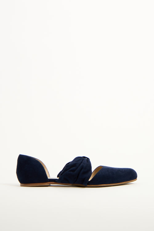 Gabriela Hearst Navy Suede D'Orsay Minerva Flat