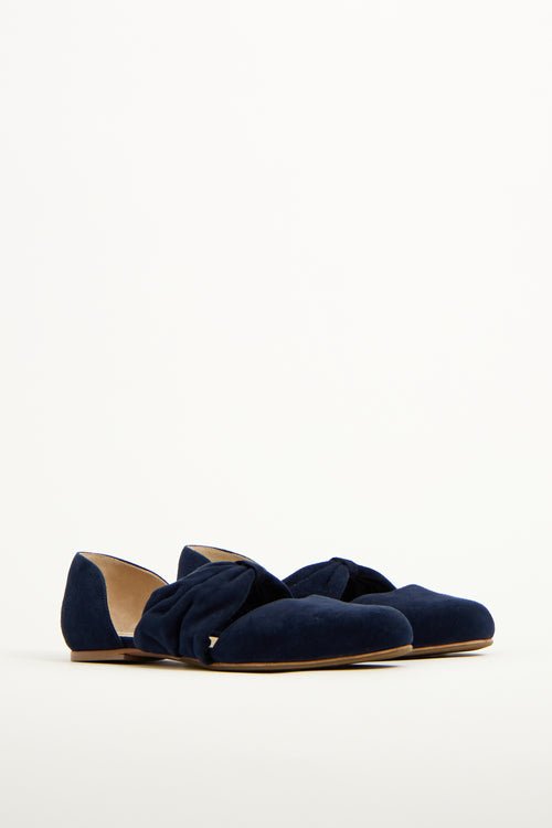 Gabriela Hearst Navy Suede D'Orsay Minerva Flat