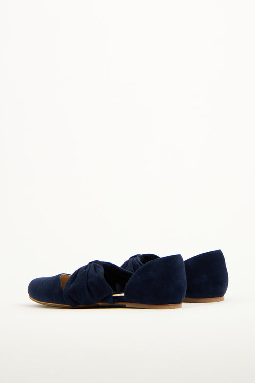 Gabriela Hearst Navy Suede D'Orsay Minerva Flat