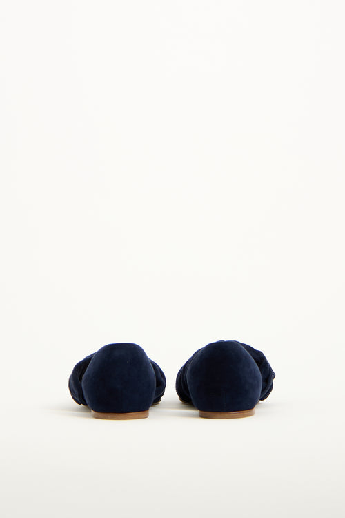 Gabriela Hearst Navy Suede D'Orsay Minerva Flat