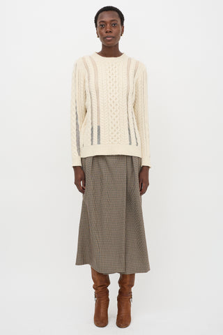 Gabriela Hearst Wool Cable Knit & Mesh Sweater