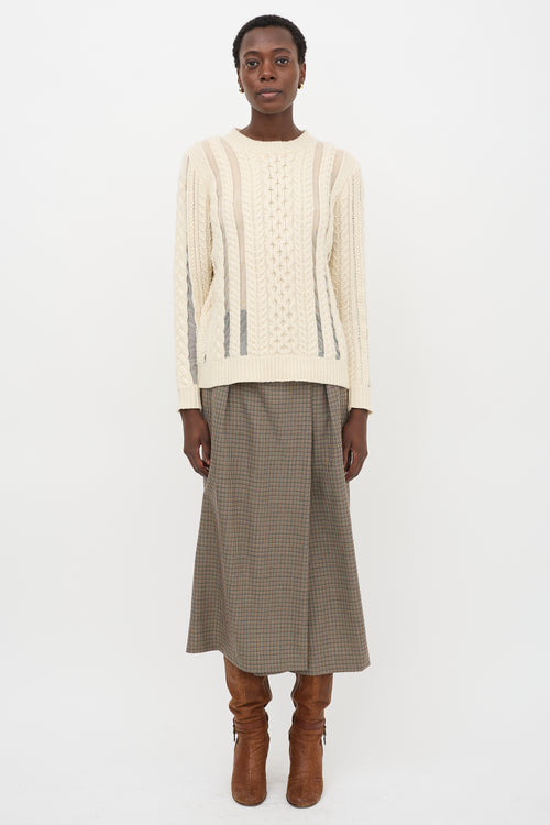 Gabriela Hearst Wool Cable Knit & Mesh Sweater