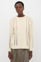 Gabriela Hearst Wool Cable Knit & Mesh Sweater