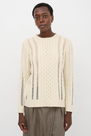 Gabriela Hearst Wool Cable Knit & Mesh Sweater