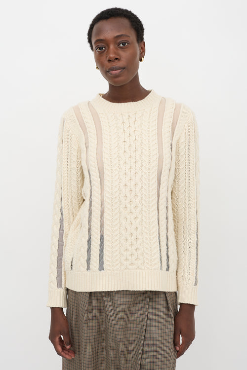 Gabriela Hearst Wool Cable Knit & Mesh Sweater