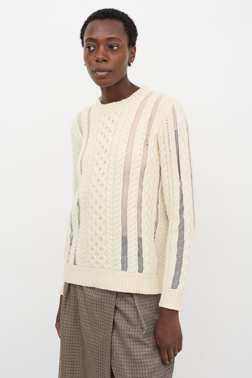 Gabriela Hearst Wool Cable Knit & Mesh Sweater