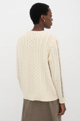 Gabriela Hearst Wool Cable Knit & Mesh Sweater