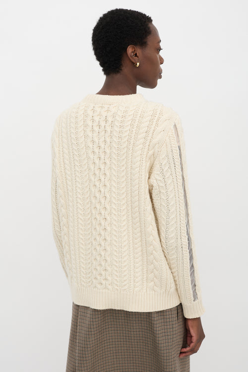 Gabriela Hearst Wool Cable Knit & Mesh Sweater