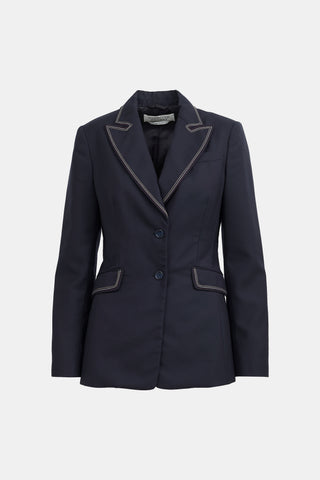 Gabriela Hearst Wool Contrast Stitch Blazer
