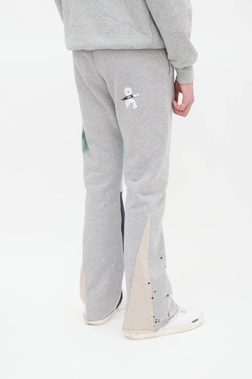 Gallery Dept. Grey Painted Logo Flared Sweatpant