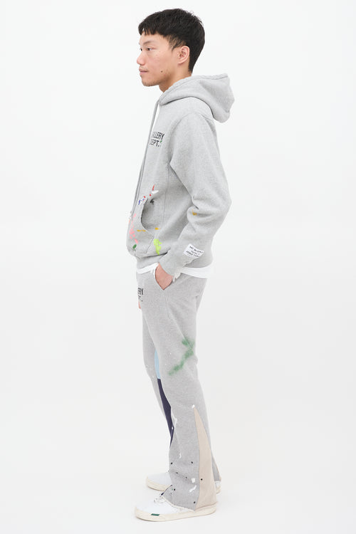 Gallery Dept. Grey Painted Logo Flared Sweatpant