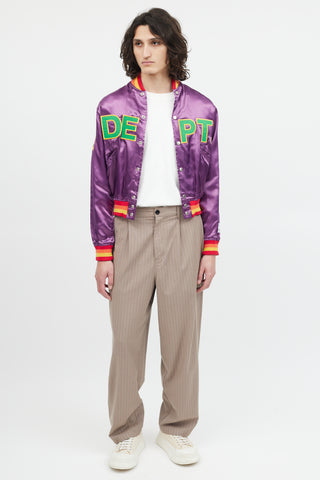Gallery Dept. Purple & Multicolour Satin Varsity Logo Jacket