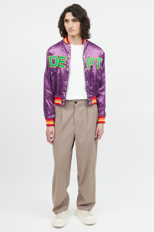 Gallery Dept. Purple & Multicolour Satin Varsity Logo Jacket