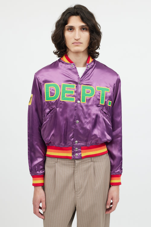 Gallery Dept. Purple & Multicolour Satin Varsity Logo Jacket