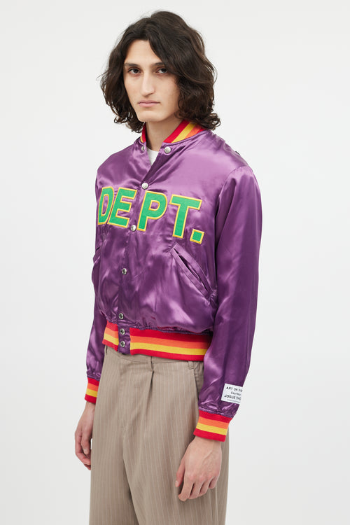 Gallery Dept. Purple & Multicolour Satin Varsity Logo Jacket