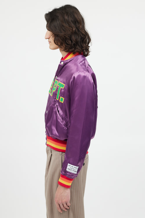 Gallery Dept. Purple & Multicolour Satin Varsity Logo Jacket