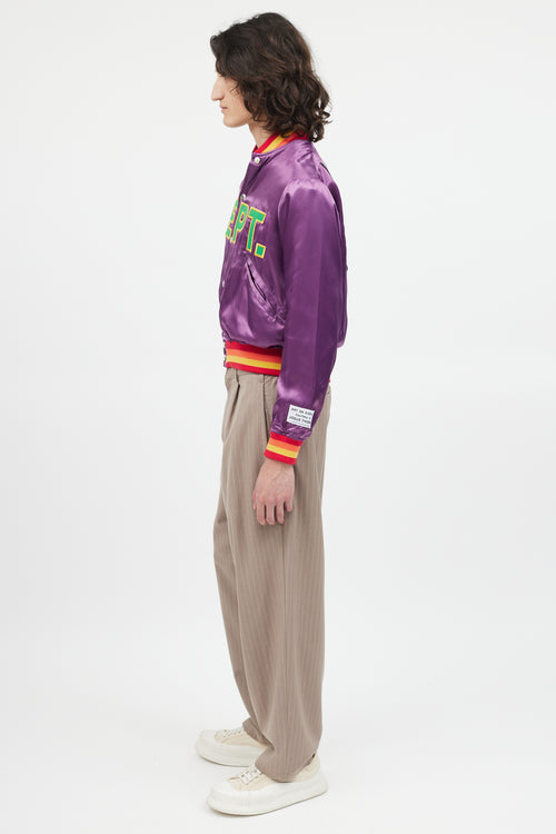 Gallery Dept. Purple & Multicolour Satin Varsity Logo Jacket