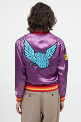 Gallery Dept. Purple & Multicolour Satin Varsity Logo Jacket
