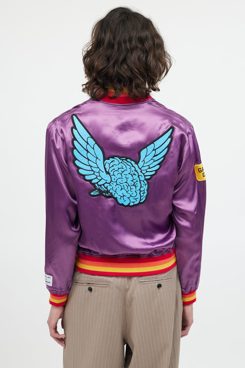 Gallery Dept. Purple & Multicolour Satin Varsity Logo Jacket