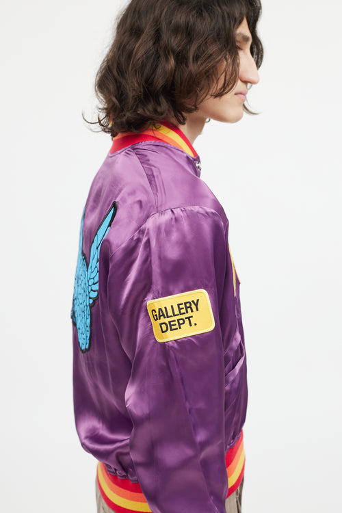 Gallery Dept. Purple & Multicolour Satin Varsity Logo Jacket