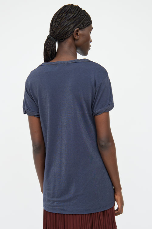 Galliano Blue Multi Graphic Short Sleeve Top