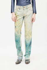 Galliano Blue & Multicolour Graident Jeans