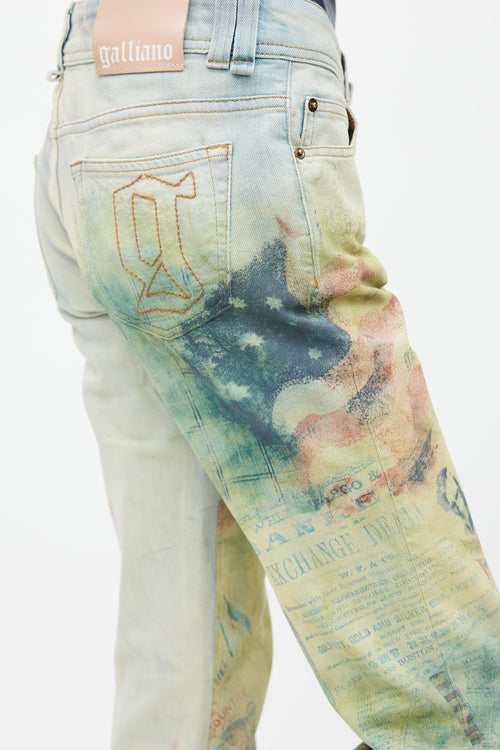 Galliano Blue & Multicolour Graident Jeans