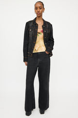 John Galliano Black Embroidered Logo Denim Jacket